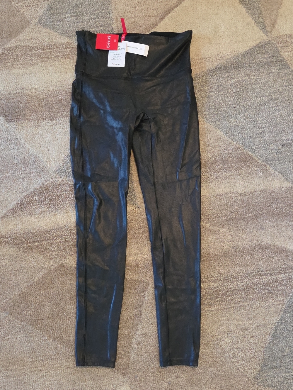 SPANX Black Faux-Leather High-Rise Jeggings